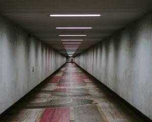 Preview wallpaper subway, corridor, man, lamps