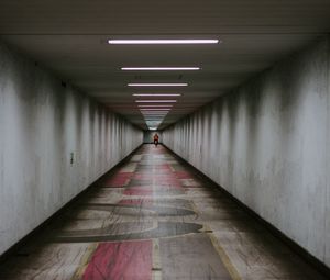 Preview wallpaper subway, corridor, man, lamps