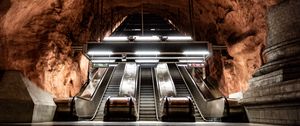 Preview wallpaper subway, escalator, dungeon, interior, stockholm