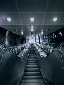 Preview wallpaper subway, escalator, stairs, steps, lamp