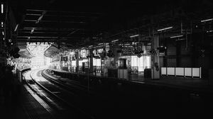 Preview wallpaper subway, railway, rails, black and white
