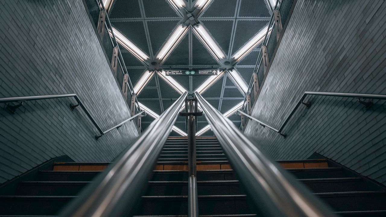 Wallpaper subway, stairs, railings, rise