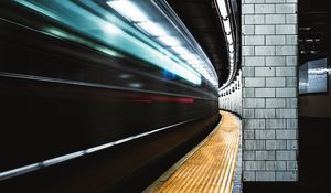 Preview wallpaper subway, station, light, motion, long exposure