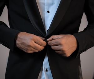 Preview wallpaper suit, jacket, shirt, hands, man