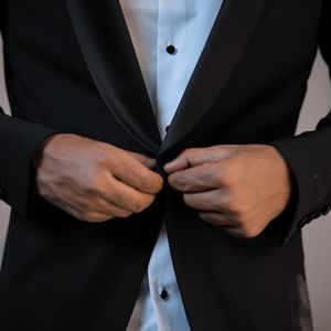 Preview wallpaper suit, jacket, shirt, hands, man