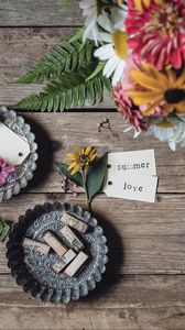 Preview wallpaper summer, love, flowers, bouquet, inscription