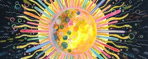 Preview wallpaper sun, art, circle, line, colorful, abstraction