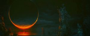 Preview wallpaper sun, eclipse, parallel world, darkness, ruins