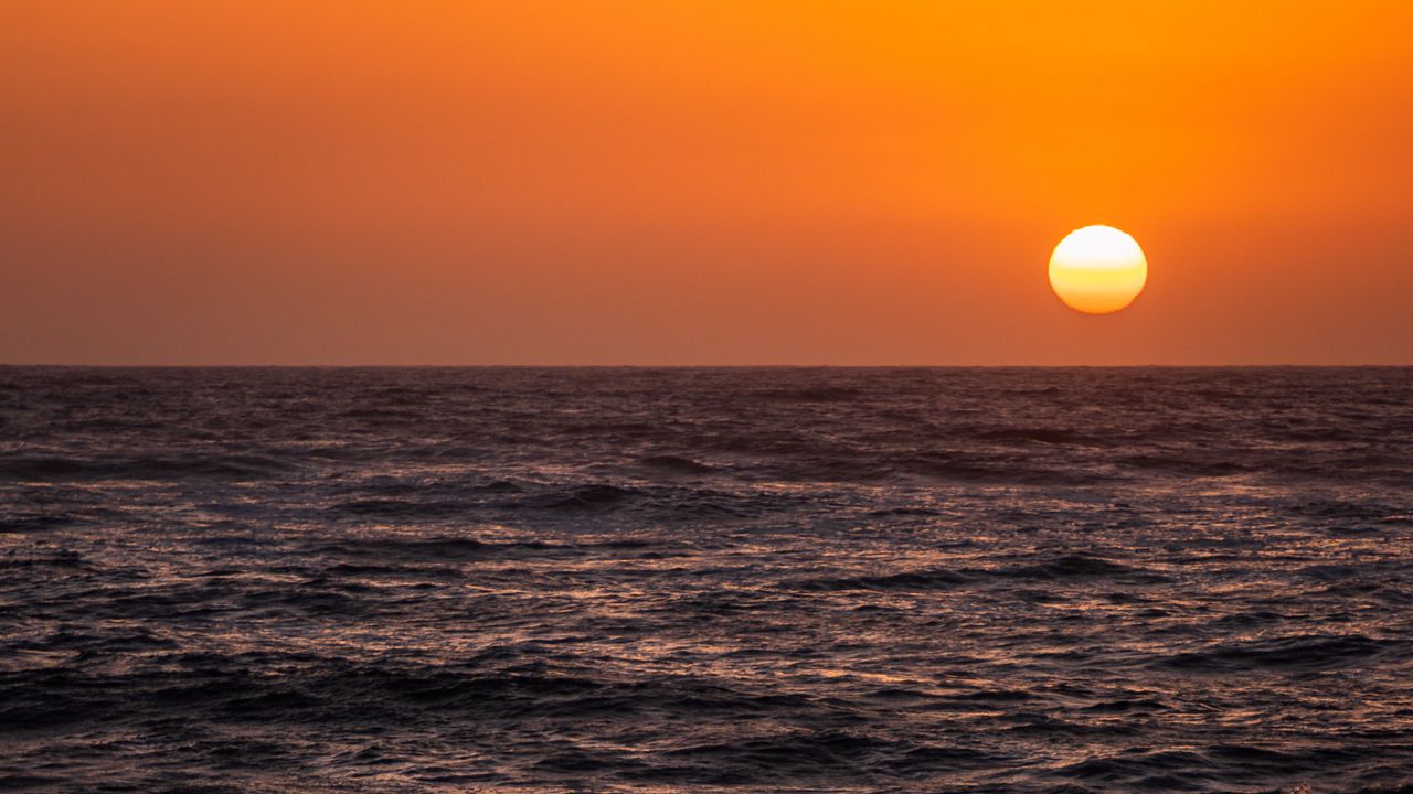Wallpaper sun, horizon, sea, sunset