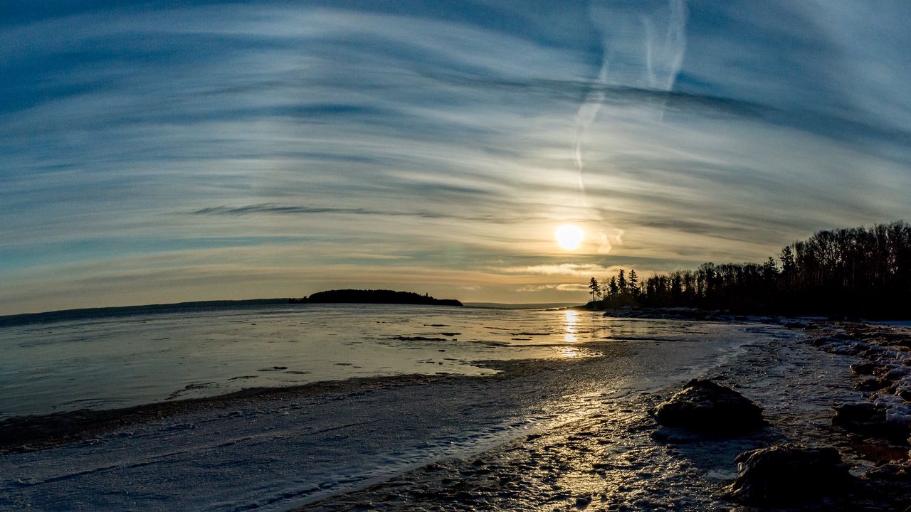 Wallpaper sun, landscape, beach, horizon