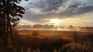 Preview wallpaper sun, light, morning, field