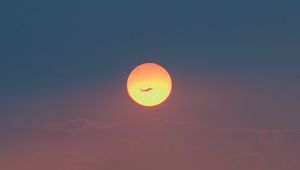 Preview wallpaper sun, plane, silhouette, sky