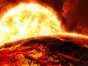 Preview wallpaper sun, planet, flame, fire, bright