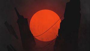 Preview wallpaper sun, rocks, dark, art, vector