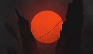 Preview wallpaper sun, rocks, dark, art, vector