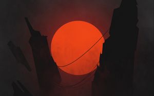 Preview wallpaper sun, rocks, dark, art, vector