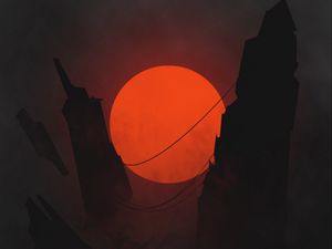 Preview wallpaper sun, rocks, dark, art, vector