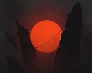 Preview wallpaper sun, rocks, dark, art, vector