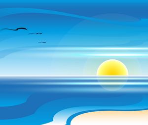Preview wallpaper sun, sea, lines, art