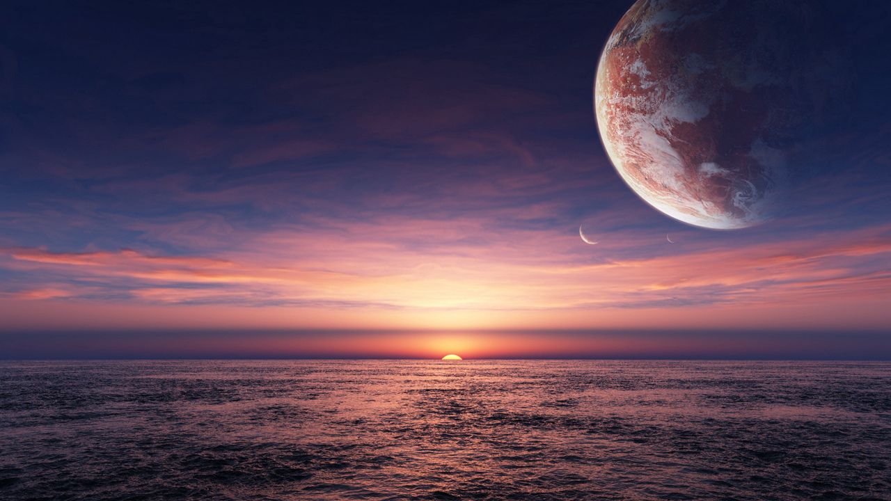 Wallpaper sun, sea, planet