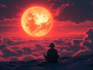 Preview wallpaper sun, silhouette, clouds, height