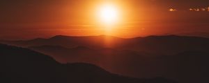Preview wallpaper sun, sunset, hills, sky, dark