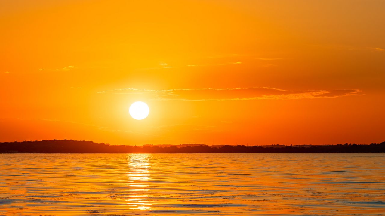Wallpaper sun, sunset, sea, horizon, waves