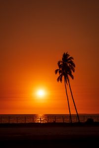 Preview wallpaper sun, sunset, sea, palm trees, landscape