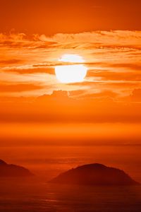 Preview wallpaper sun, sunset, sky, hills, clouds
