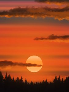 Preview wallpaper sun, sunset, trees, clouds