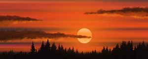 Preview wallpaper sun, sunset, trees, clouds