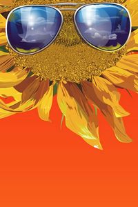 Preview wallpaper sunflower, glasses, flower