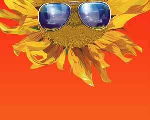 Preview wallpaper sunflower, glasses, flower