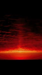 Preview wallpaper sunrise, clouds, sea, red, black, nature