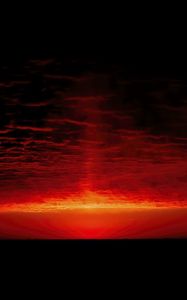 Preview wallpaper sunrise, clouds, sea, red, black, nature