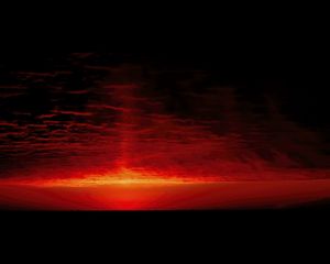 Preview wallpaper sunrise, clouds, sea, red, black, nature