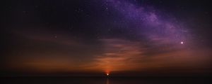 Preview wallpaper sunrise, starry sky, horizon