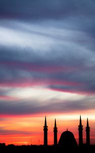 Preview wallpaper sunset, architecture, mosque, sky