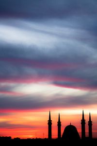 Preview wallpaper sunset, architecture, mosque, sky