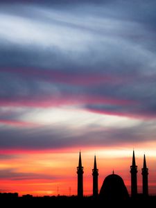 Preview wallpaper sunset, architecture, mosque, sky