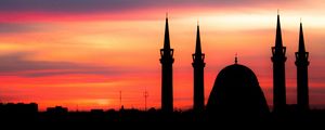 Preview wallpaper sunset, architecture, mosque, sky