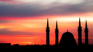 Preview wallpaper sunset, architecture, mosque, sky
