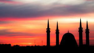 Preview wallpaper sunset, architecture, mosque, sky