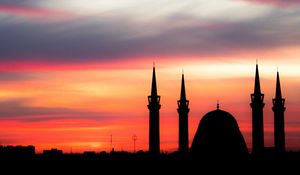 Preview wallpaper sunset, architecture, mosque, sky