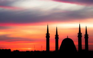 Preview wallpaper sunset, architecture, mosque, sky