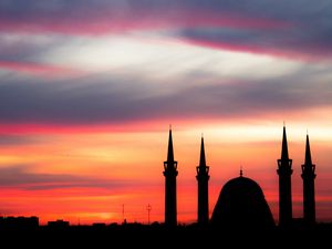 Preview wallpaper sunset, architecture, mosque, sky