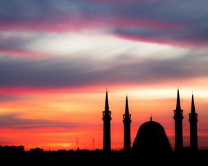 Preview wallpaper sunset, architecture, mosque, sky