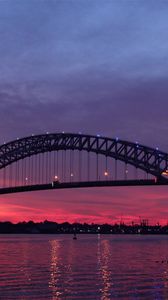 Preview wallpaper sunset, bayonne bridge, usa, wilight, river, new jersey