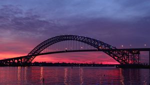 Preview wallpaper sunset, bayonne bridge, usa, wilight, river, new jersey