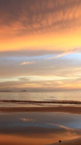 Preview wallpaper sunset, beach, coast, sea, horizon